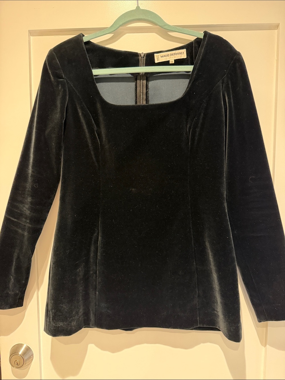 Maud Defossez Paris Black Velvet Ultra Mini Dress Sz 10 France Vintage